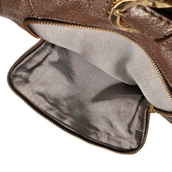 ELLIOTT LUCCA Brown Woven Leather Bucket Hobo Purse Shoulder Bag Buckle Pockets - Picture 6 of 13